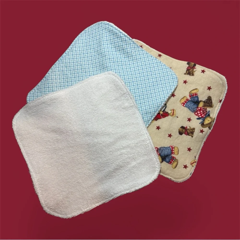 NWT Adorable soft handmade reusable baby/toddler washcloths.